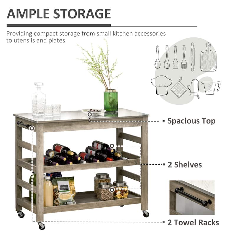 Rolling Kitchen Cart - Grey
