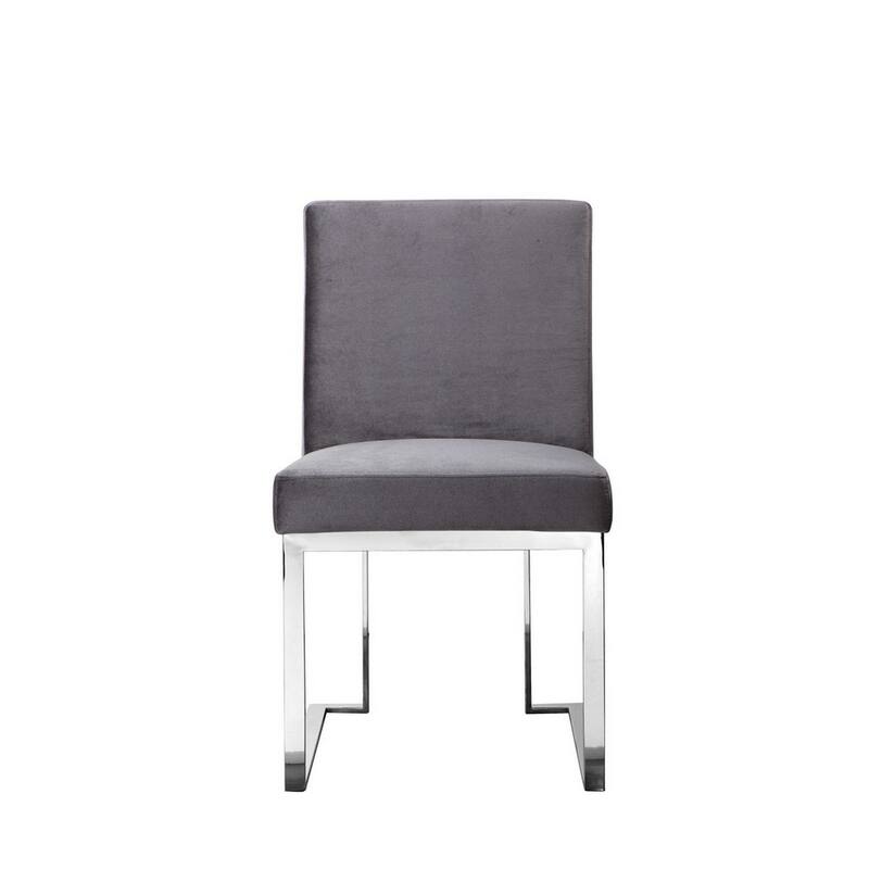 Boly Side Dining Chair Set of 2, Cantilever Base, Gray and Silver