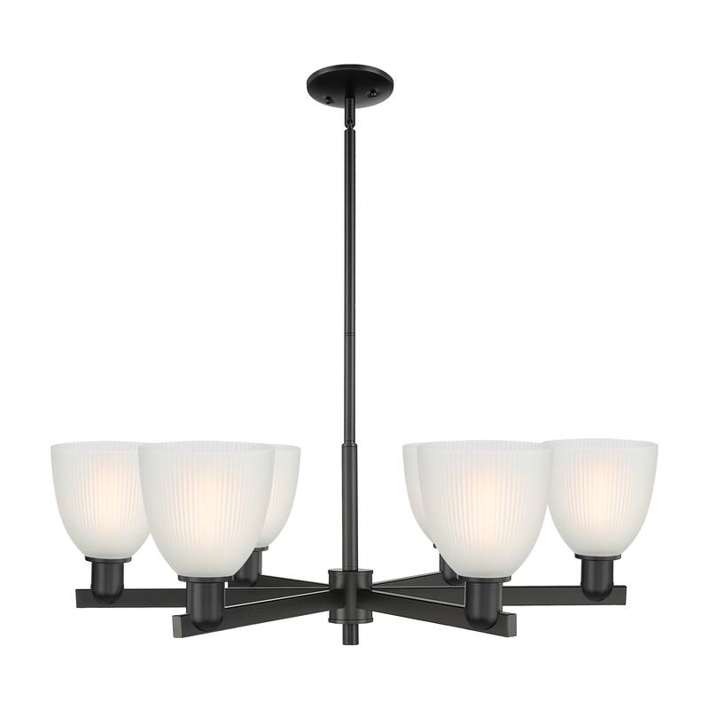 Innovations Lighting Endless Possibilities Arcadia - Castile - 6 Light 36" Stem Hung Chandelier - Matte Black/White