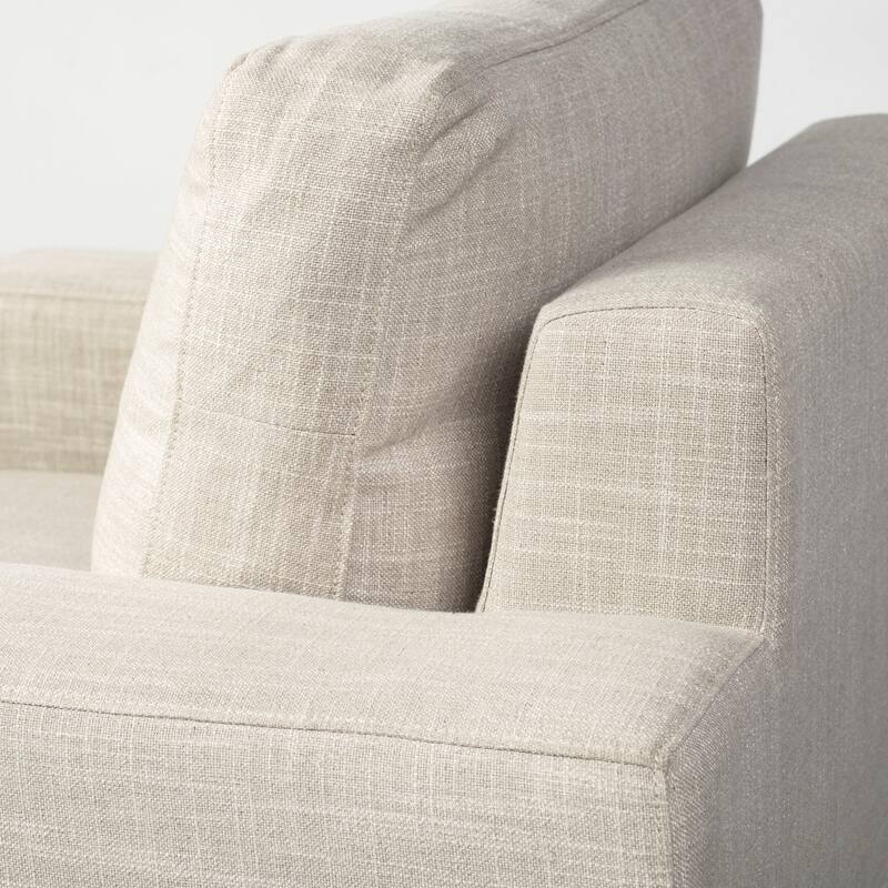 Colburne I Beige Fabric w/ Light Brown Solid Wood & Black Iron Frame Accent Chair - 40.5"W x 40.5"D x 32.2"H