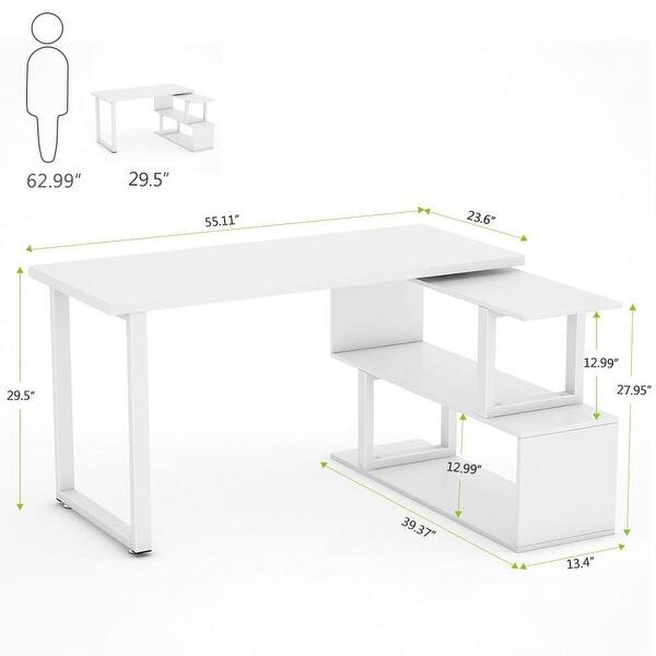 Shop Modern L Shaped Desk 55 Rotating Corner Computer Desk Study