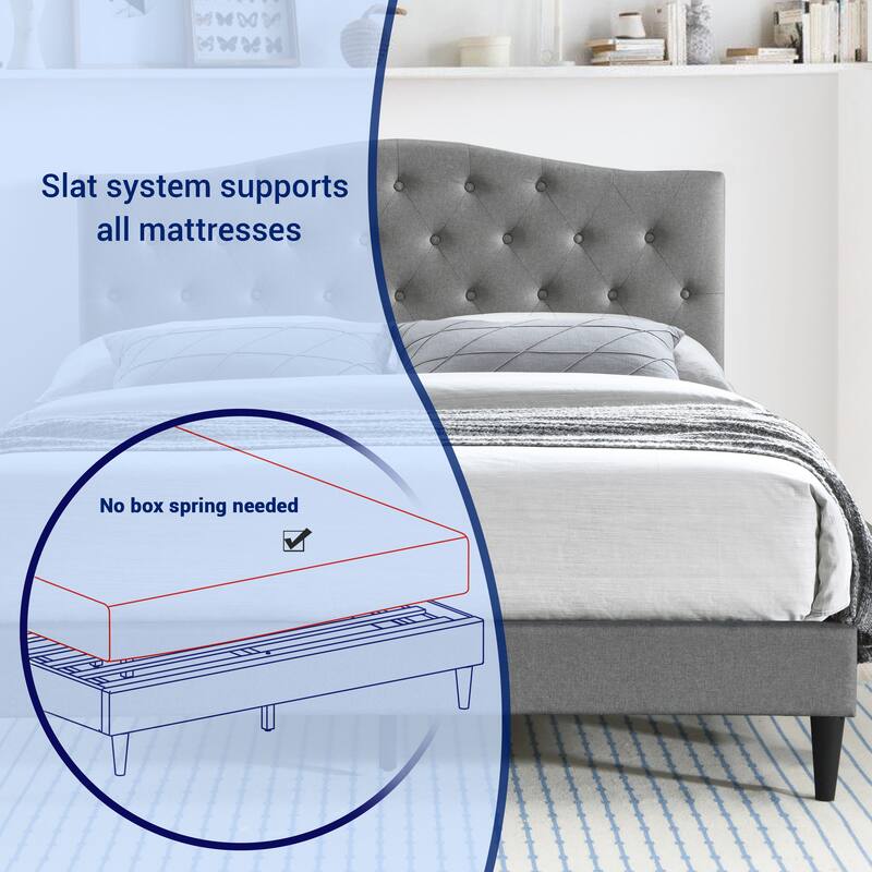 Grace by Ovis Upholstered Button-tufted Platform Bed Frame
