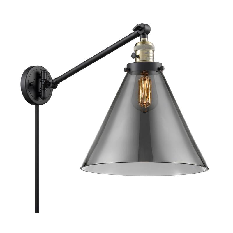 Innovations Lighting X-Large Cone Single Light 16" Tall Bathroom - Black Antique Brass / Smoked
