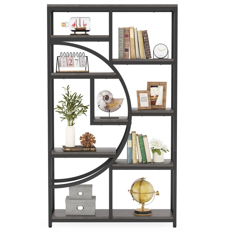 Bookshelf 5 Shelf Bookcase, Industrial Etagere Bookcase with 8-Open Storage Shelf