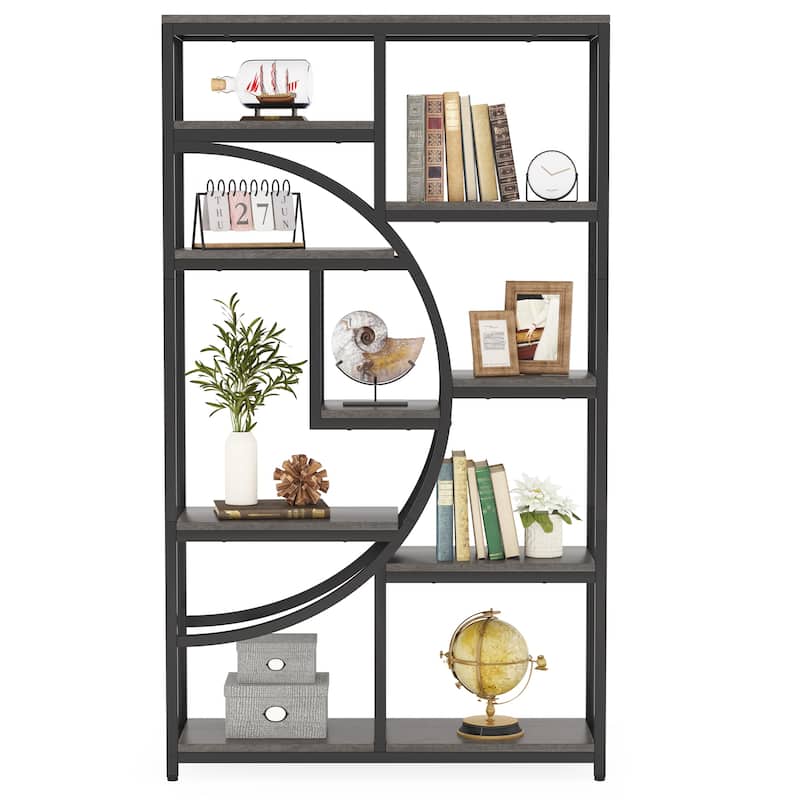 Bookshelf Industrial 5 Tier Etagere Bookcase, Freestanding Tall Bookshelves - 1 Pack