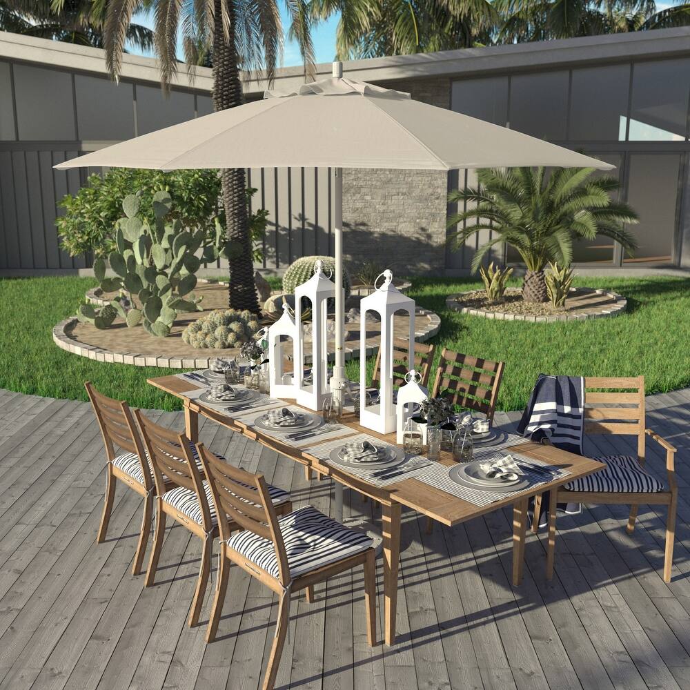 California Umbrella 9' Rd Golden State Series Patio Umbrella White Aluminum Frame Crank Lift Collar Tilt Pacifica Pacific Blue