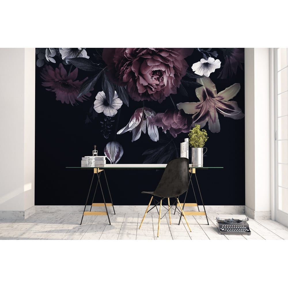 GK Wall Design Dark Claret Peony Daisy Flower Tulip Blossom European Removable Wallpaper