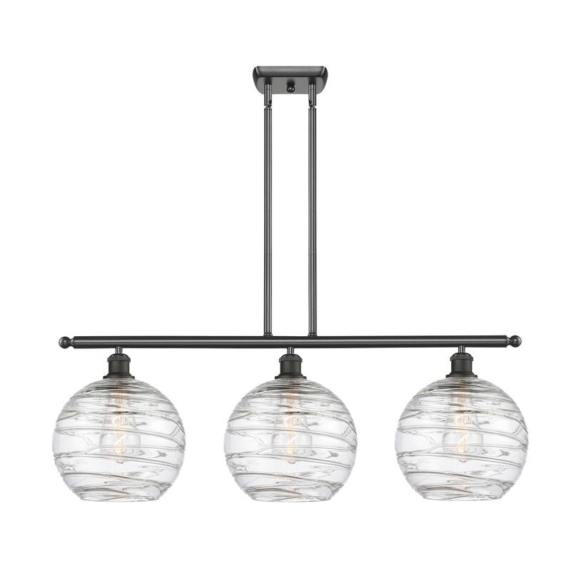 Innovations Lighting Athens Deco Swirl 3 Light 37" Stem Hung Island Light - Oil Rubbed Bronze