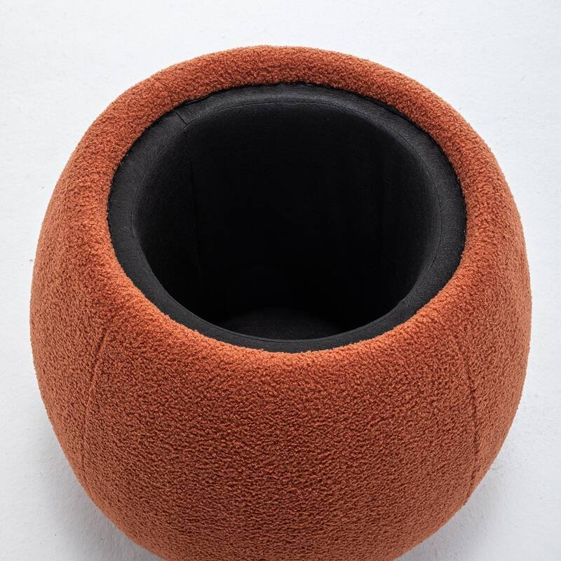 SEYNAR 25" Faux Sherpa Round Storage Ottoman - Large Cozy Bouclé Footrest Stool