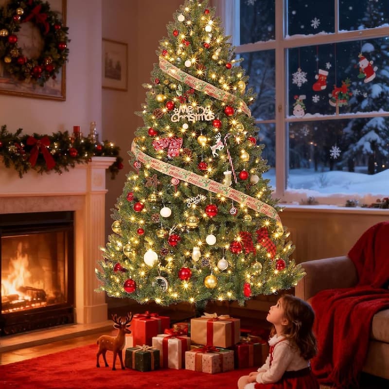 Artificial Christmas Tree, Premium Unlit Hinged Design for Holiday Home Decor