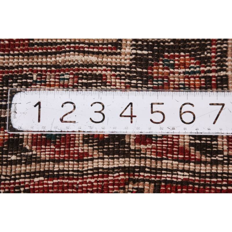 Hand Knotted Oriental 100% Wool Carpet Traditional Geometric Red Ardebil Runner Rug - 11' 0'' X 3' 5''