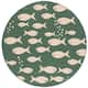 SAFAVIEH Courtyard Illa Indoor/ Outdoor Waterproof Patio Backyard Rug - 6'7" x 6'7" Round - Dark Green/Ivory