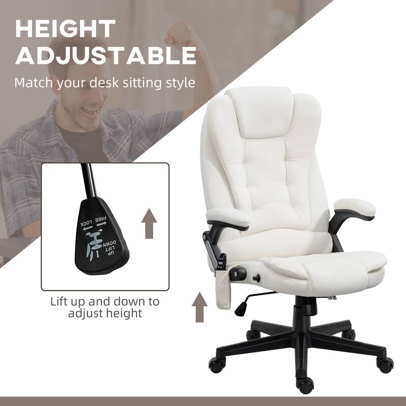 Ergonomic Massage Office Chair with Lumbar Heat and Vibration Full Body Recliner Adjustable Seat Height and Swivel Wheels