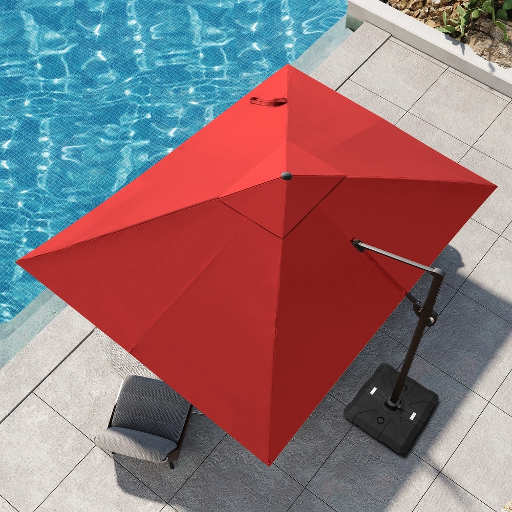 Pellebant 9 FT x 12 FT Outdoor Patio Cantilever-Offset Umbrella with Base