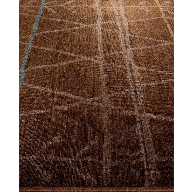 Overton Hand Knotted Wool Vintage Inspired Modern Contemporary Overdyed Brown Area Rug - 6' 2" x 8' 10"
