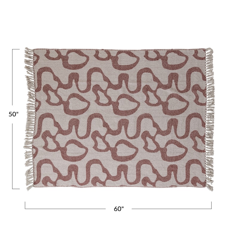 Woven Cotton Blend Jacquard Throw Blanket with Pattern