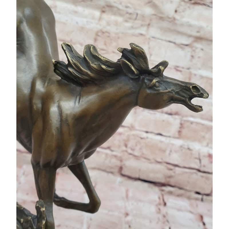 Original Milo Art Deco Wild Horse Bronze Sculpture Hot Cast Marble Base Figure