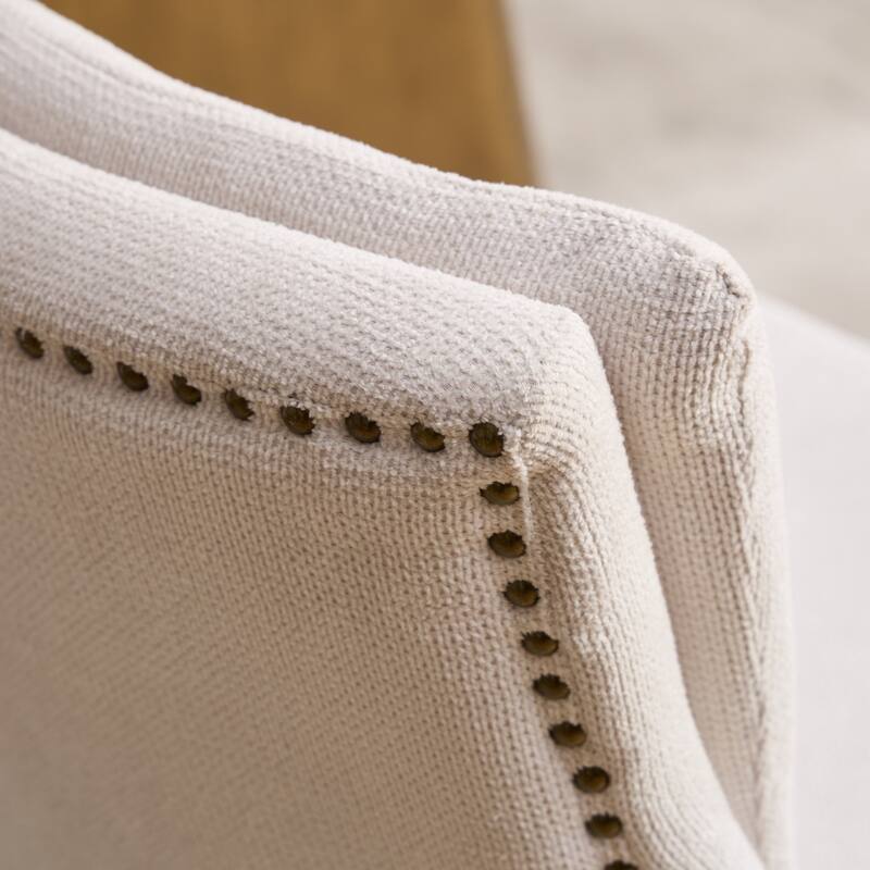 GDF Studio - Modern Chenille Upholstered Dining Chairs with Double-Layer Cushion & Curved Wood Legs, Set of 2