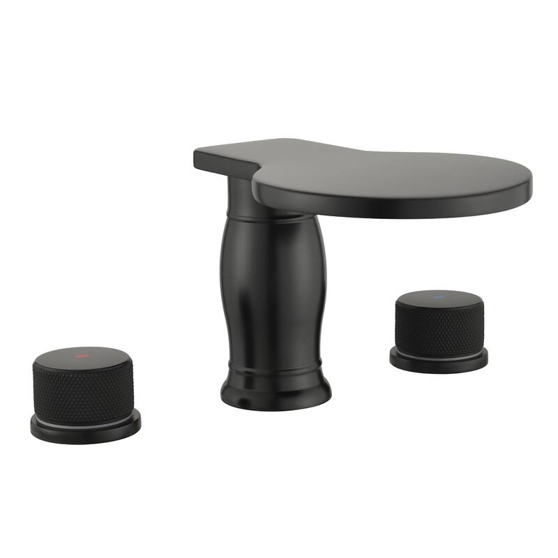3 Holes 8 Inch Widespread Tub Faucet Waterfall Swivel Spout Bathtub Faucets with Two Handles Tub Fillers with CUPC Supply Hoses