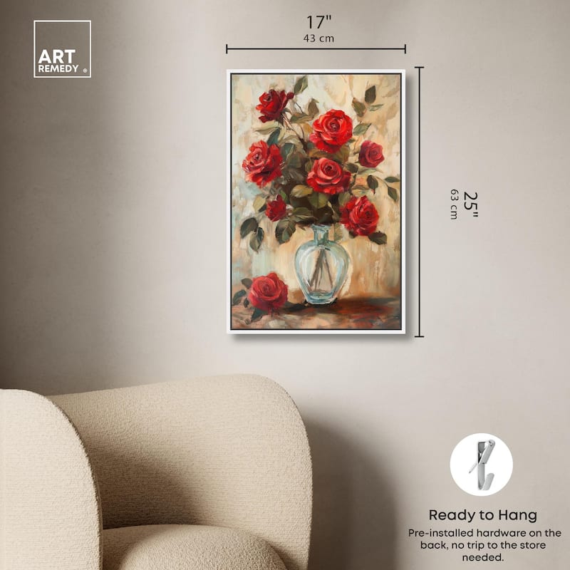 Ruby Roses in Riad Glass Canvas by Art Remedy