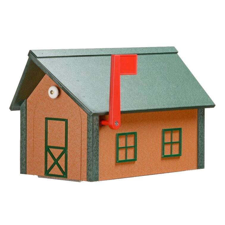 Standard Poly Mailbox with Poly Roof - Cedar and Turf Green