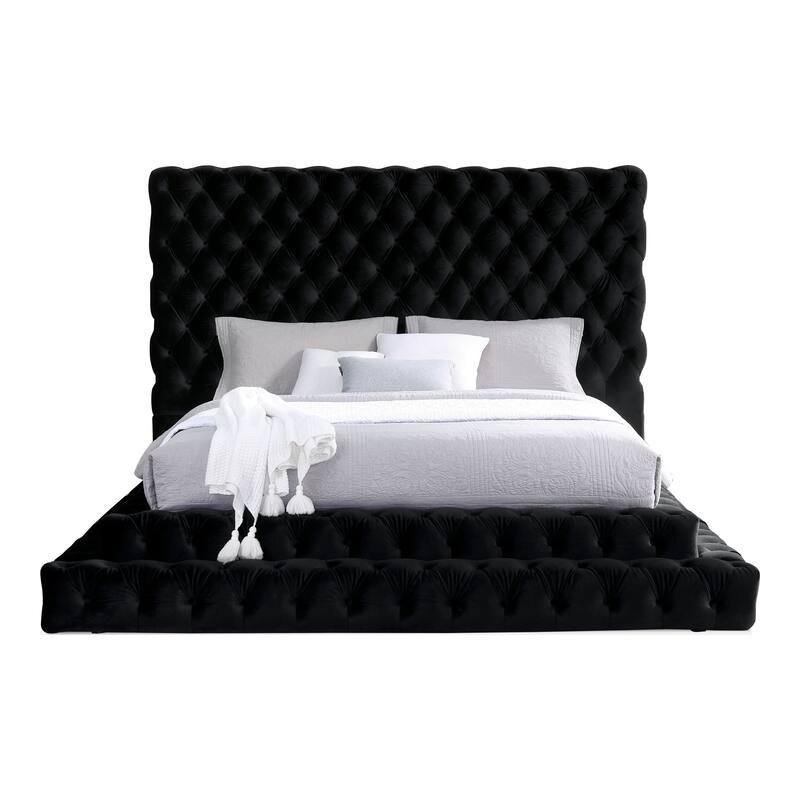 Furniture of America Allenhurst Glam Tufted Fabric Low Profile Platform Bed