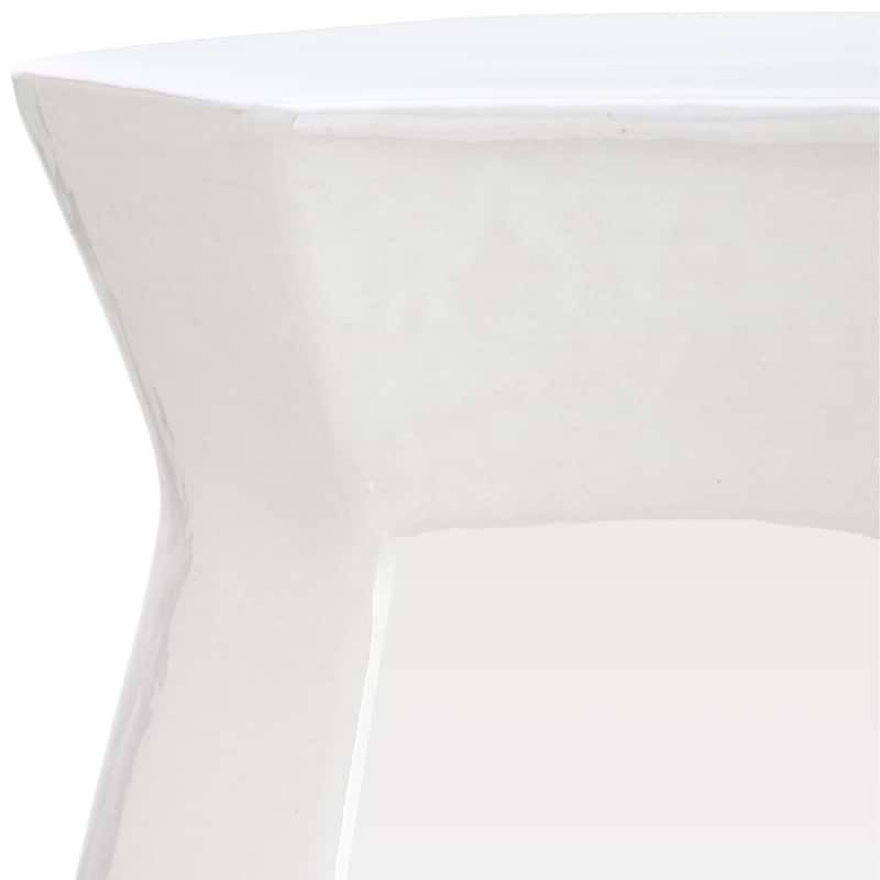 SAFAVIEH Irena Modern White Hexagon Ceramic Decorative Garden Stool
