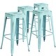 preview thumbnail 8 of 18, Distressed Metal Indoor-Outdoor 30-inch Backless Barstool (Set of 4) Green-Blue