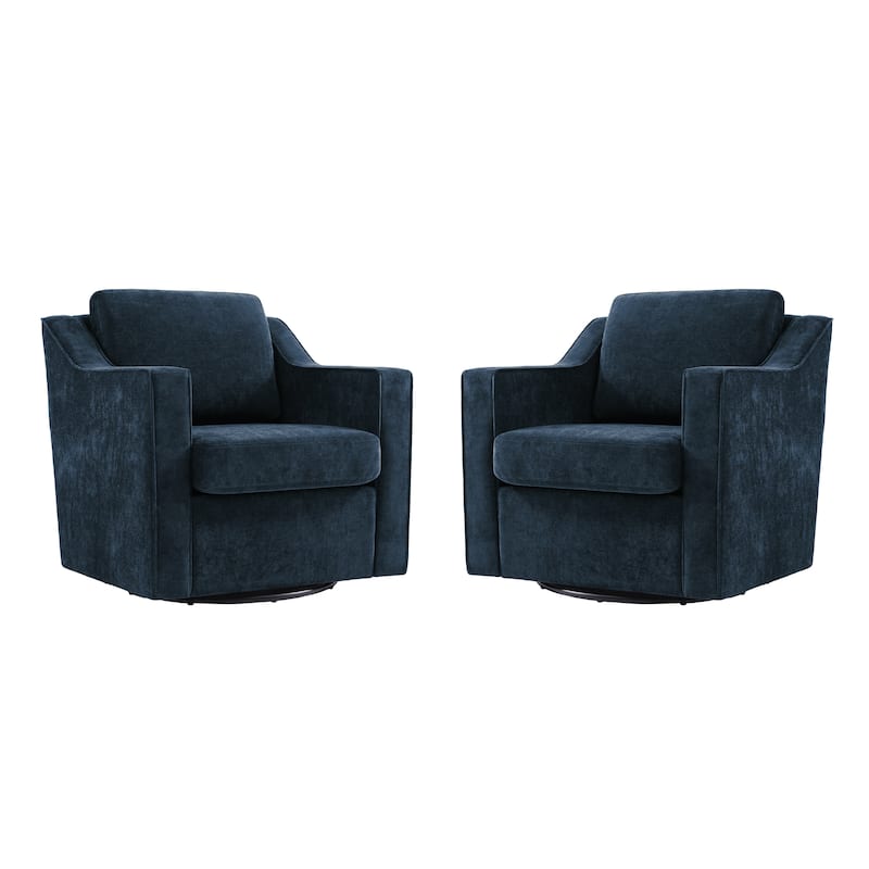 Chenille/Leather Swivel Barrel Chair(Set of 2) Modern Club Chair by UIXE