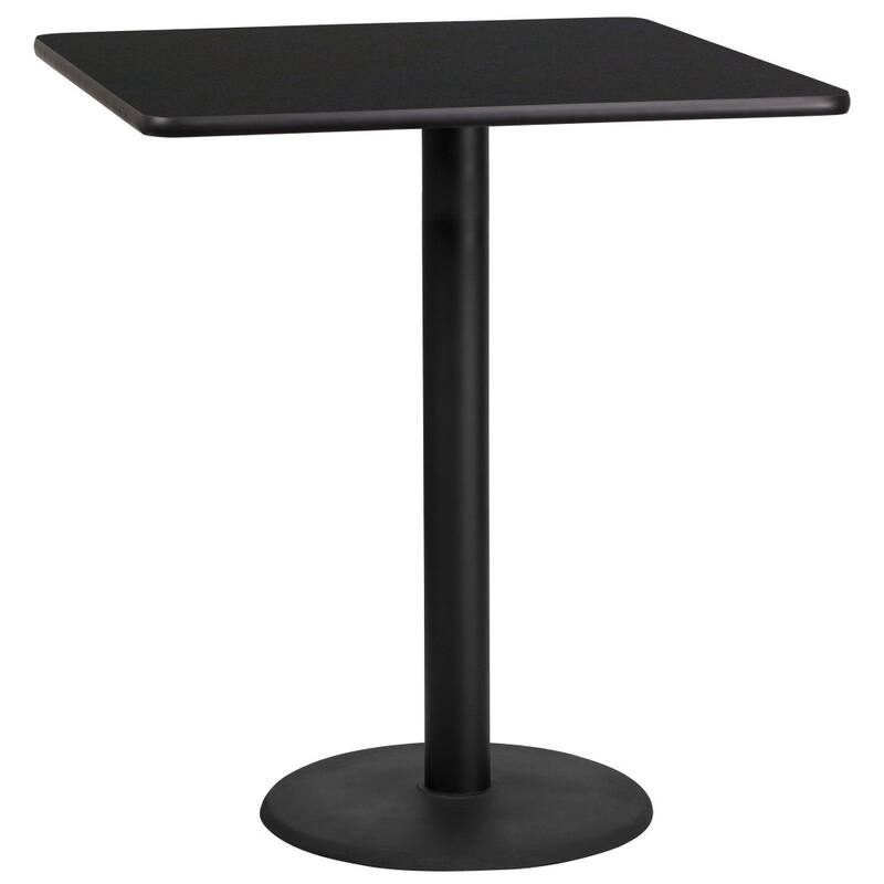 36'' Square Laminate Table Top with 24'' Round Bar Height Table Base - 36"W x 36"D x 43.125"H - 36"W x 36"D x 43.125"H