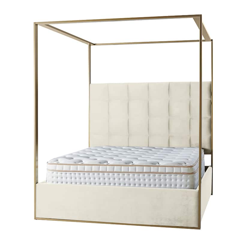 Milton Contemporary Upholstered King Size Canopy Bed by HULALA HOME
