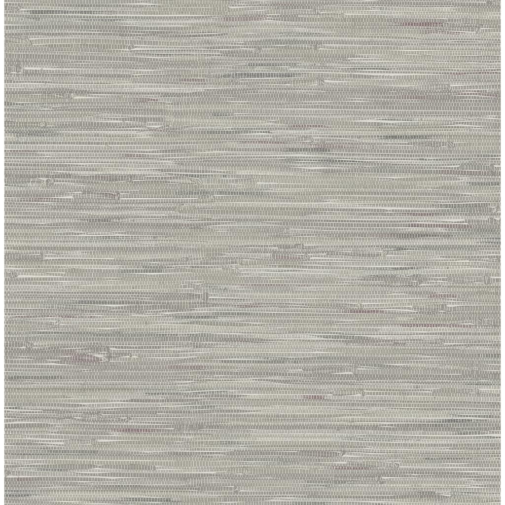 Brewster Poa Grey Faux Grasscloth Wallpaper - 20.5in x 396in x 0.025in