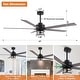 preview thumbnail 11 of 17, 65" Black Wooden 5-Blade Industrial Ceiling Fan with Light and Remote
