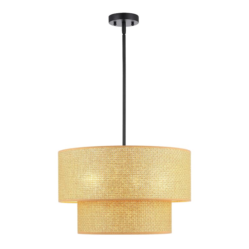 GetLedel 4-Light Bohemian Handwoven Drum Chandelier