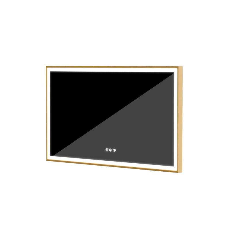 LED Bathroom Mirror Aluminum Framed Anti-Fog Stepless Dimmable Memory
