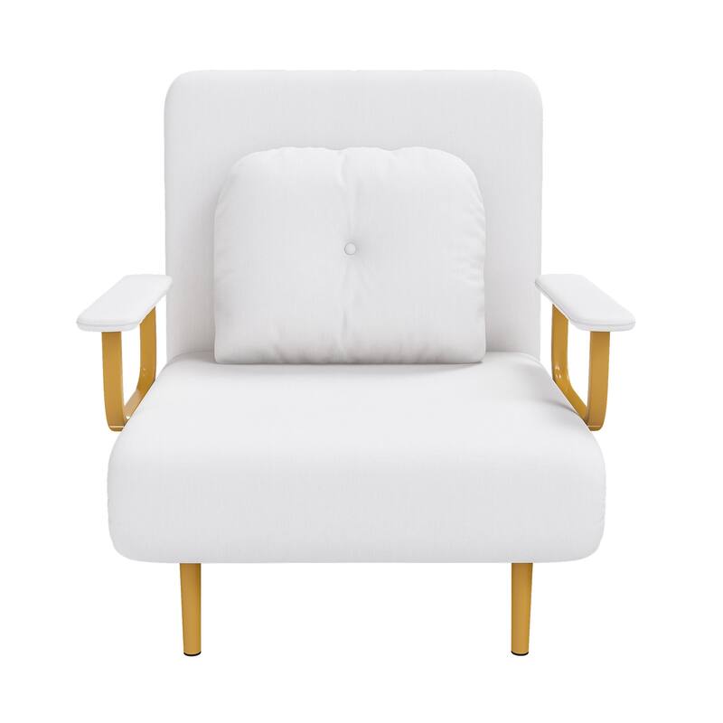 Folding Sofa Bed Convertible Chair 5 Positions Adjustable Backrest with Pillow - White