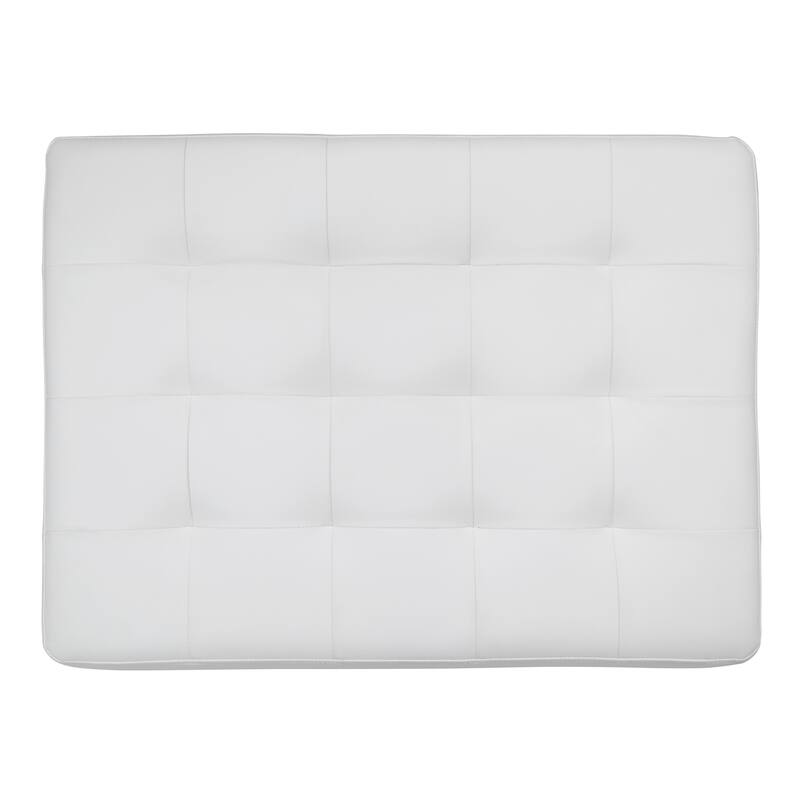Newel Modern Blended Leather and Chrome Metal Frame Square Ottoman