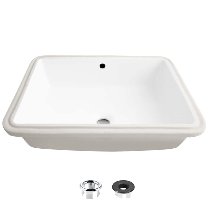 STYLISH 19 inch Rectangular Undermount Porcelain Bathroom Sink with 2 Overflow Finishes