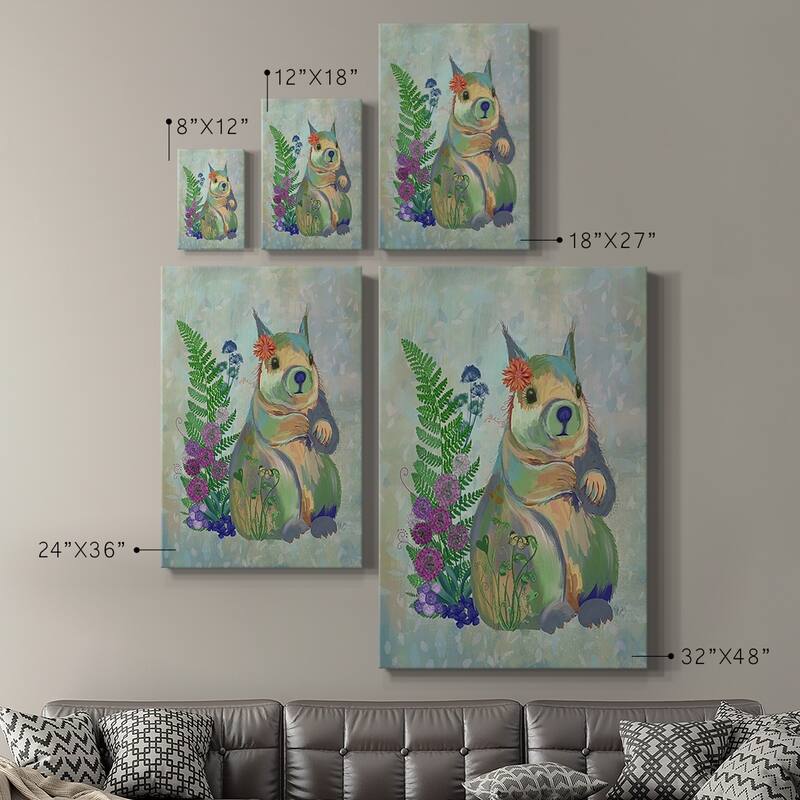 Fantastic Florals Squirrel Premium Gallery Wrapped Canvas - Ready to Hang