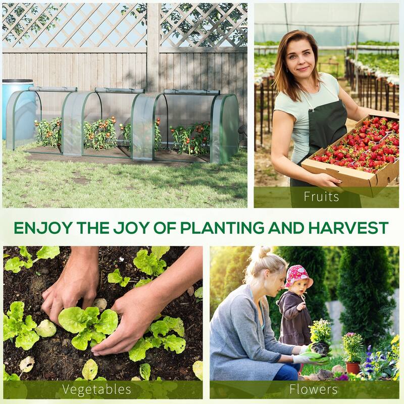 10' x 3' x 2.5' Mini Greenhouse, Portable Tunnel Green House with Roll-Up Zippered Doors, UV Waterproof Cover, Steel Frame,Clear