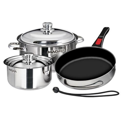 "Magma Nesting 7-Piece Induction Compatible Cookware - Slate Black Ceramica Non-Stick Interior Nesting 7-Piece Induction