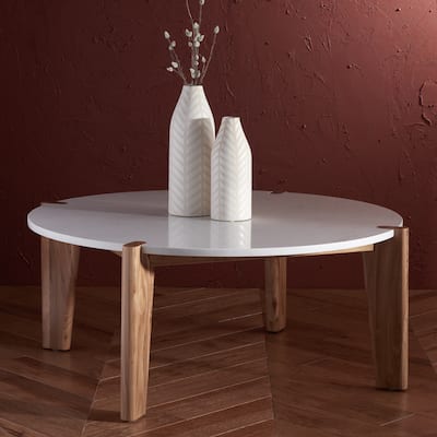 SAFAVIEH Couture Garcia Marble Top Round Coffee Table - 40"W x 40"D x 16"H
