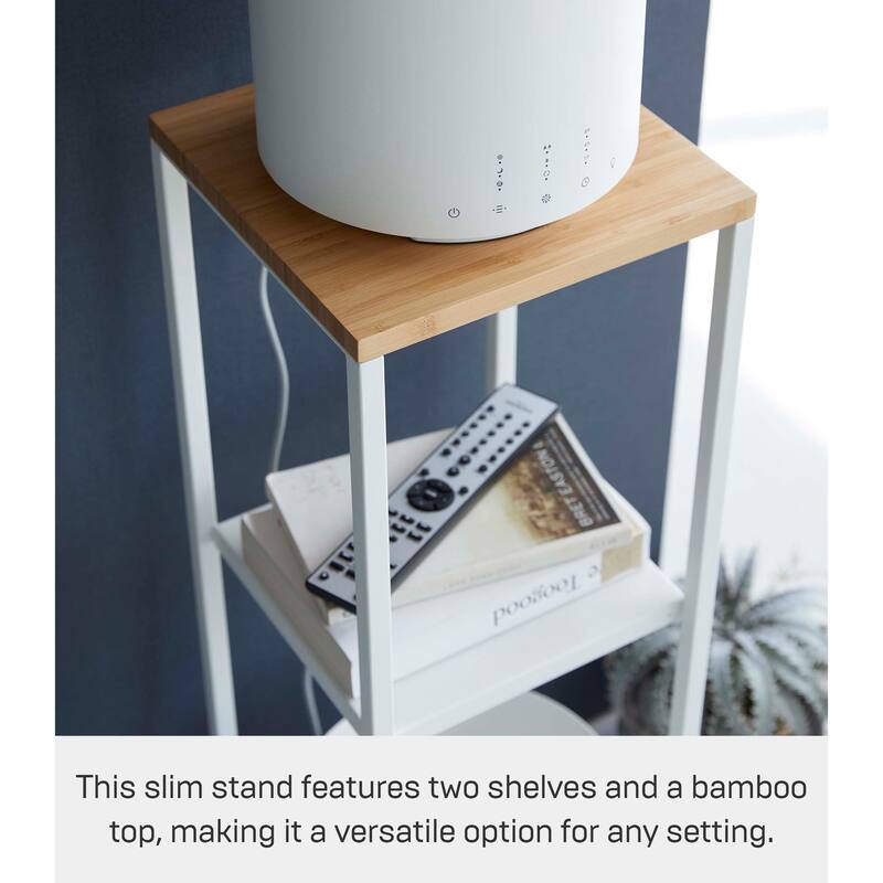 Yamazaki Home Two-Tier Display and Storage Shelf, Steel and Wood - L 9.84 x W 9.84 x H 31.5 inches