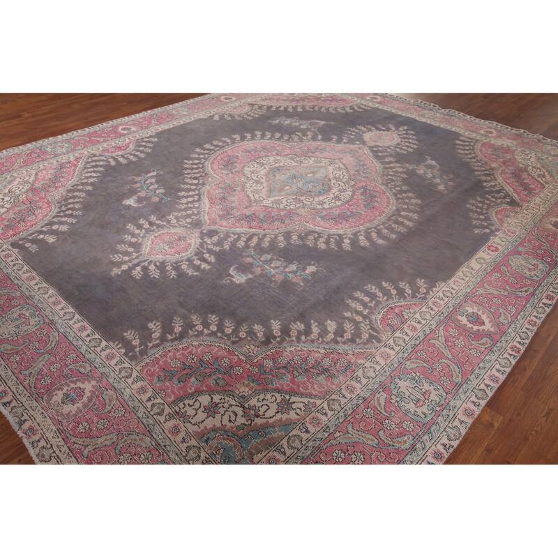Tabriz Persian Vintage Rug Hand-Knotted Wool Carpet - 9'9"x 11'8"