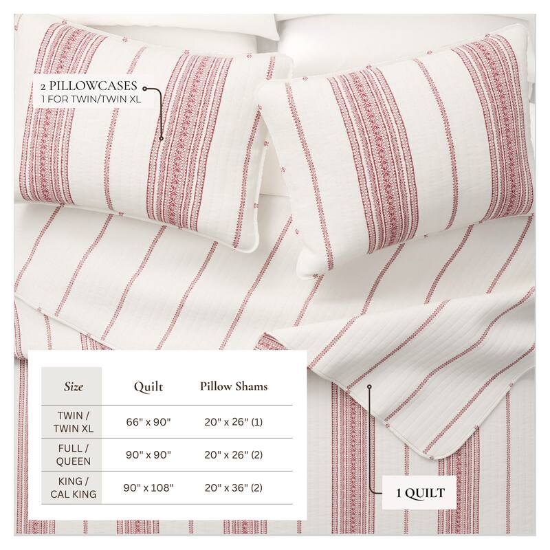 Linery & Co. Farmhouse Stripe Microfiber Quilt Set With Shams.
