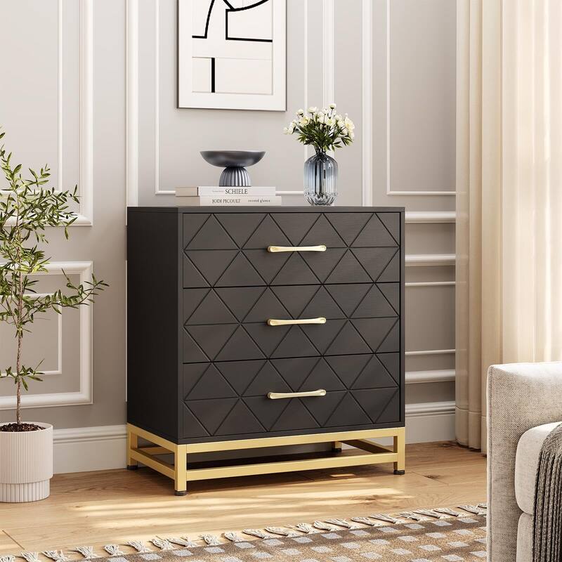 3 Drawer Dresser for Bedroom - Black - 3-drawer