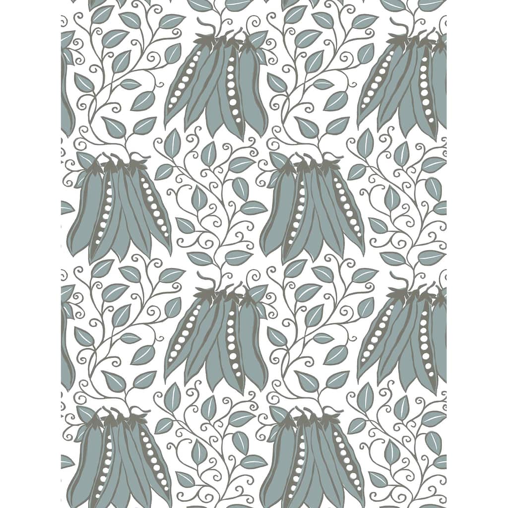 A-Street Prints Peas in a Pod Turquoise Garden Wallpaper