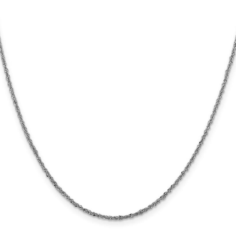 Curata Italian 14k White Gold 1.6mm Sparkle Singapore Chain Necklace (Lobster) Options: 16 18 20 24