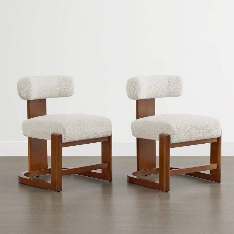 Spruce & Spring Arya Upholstered Boucle Dining Chair with Solid Wood Frame