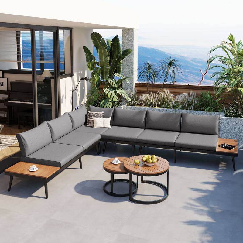 Merax 6-Piece Outdoor Sectional Sofa Set - Grey